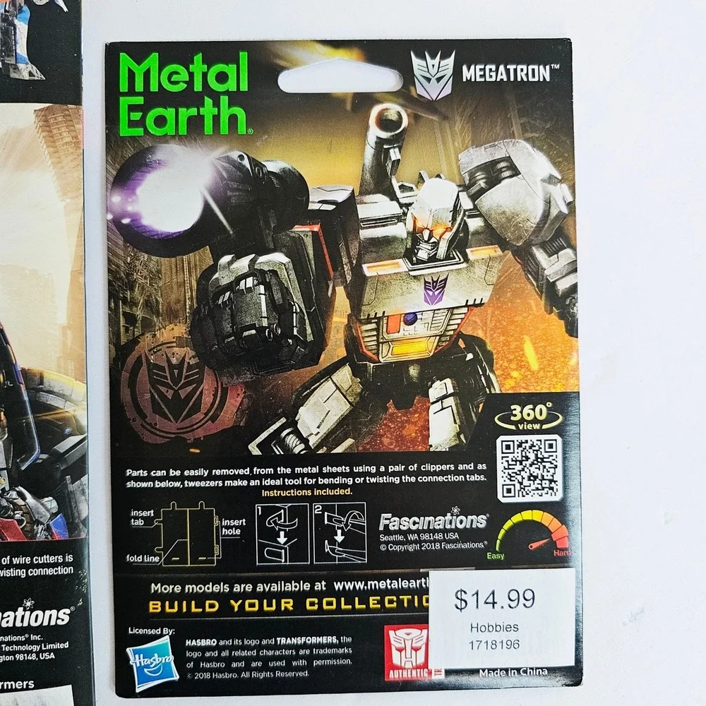 Metal Earth Transformers Optimus Prime Premium & Megatron Steel Model Kit Set